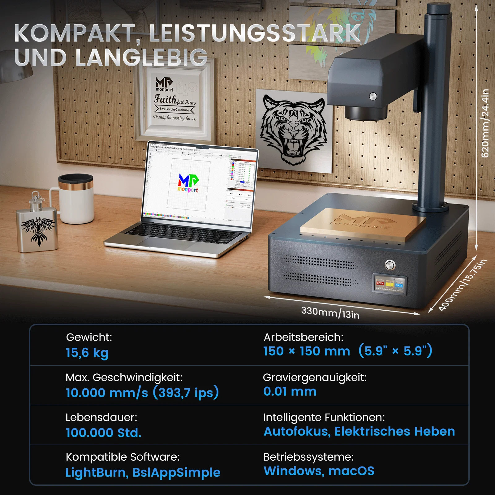 Monport GM 50W Pro Integrierte Faserlaser-Graviermaschine & Markiermaschine mit Autofokus - Maschine - Image 13