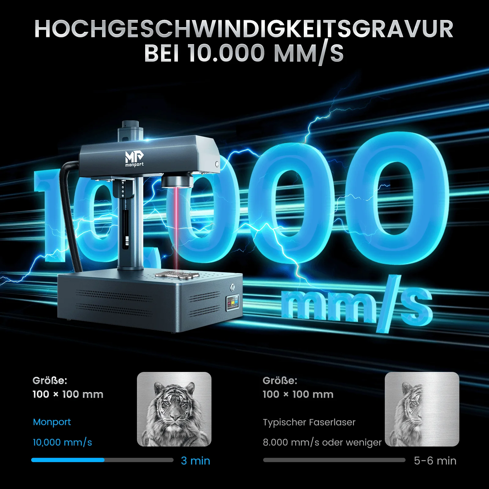 Monport GM 50W Pro Integrierte Faserlaser-Graviermaschine & Markiermaschine mit Autofokus - Maschine - Image 4
