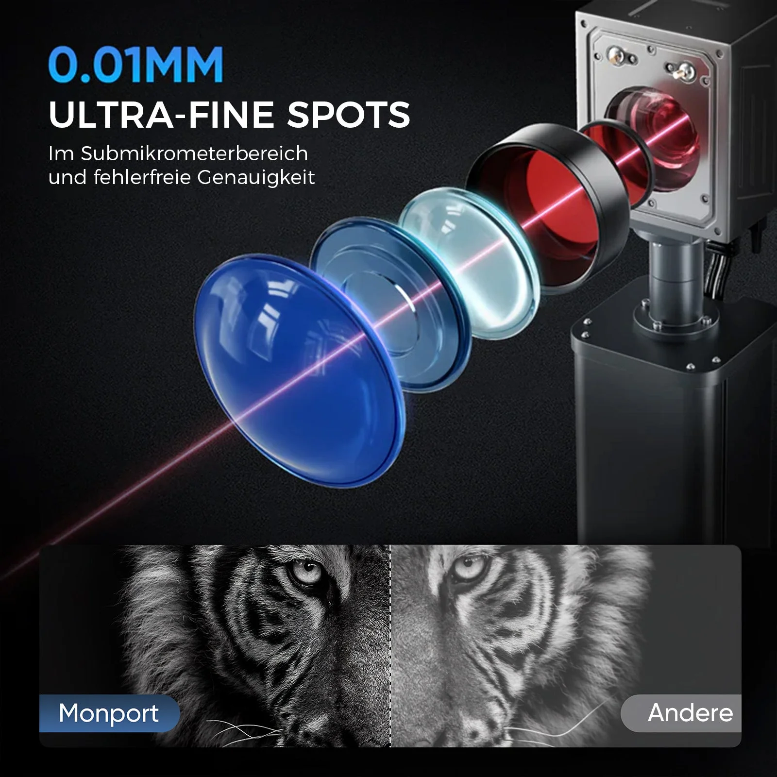 Monport 60W (175 x 175 mm) GPro MOPA Faserlaser Gravier & Markiermaschine mit manuellem Fokus - Image 6