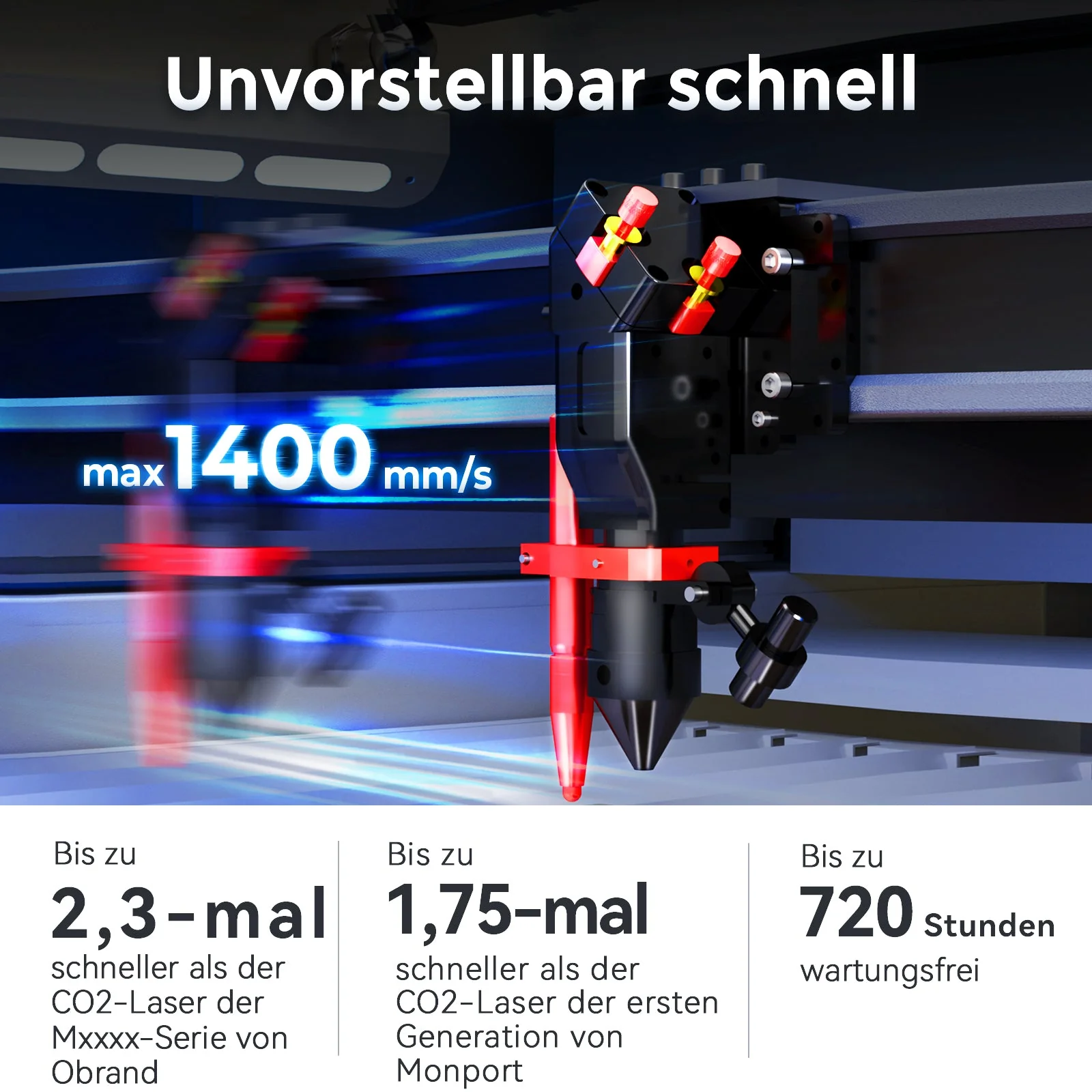 Monport Effi 10S verbesserte Version 100W CO2-Lasergravurmaschine und Schneidemaschine mit Autofokus-Funktion und integrierter Wasserkühler - Image 5