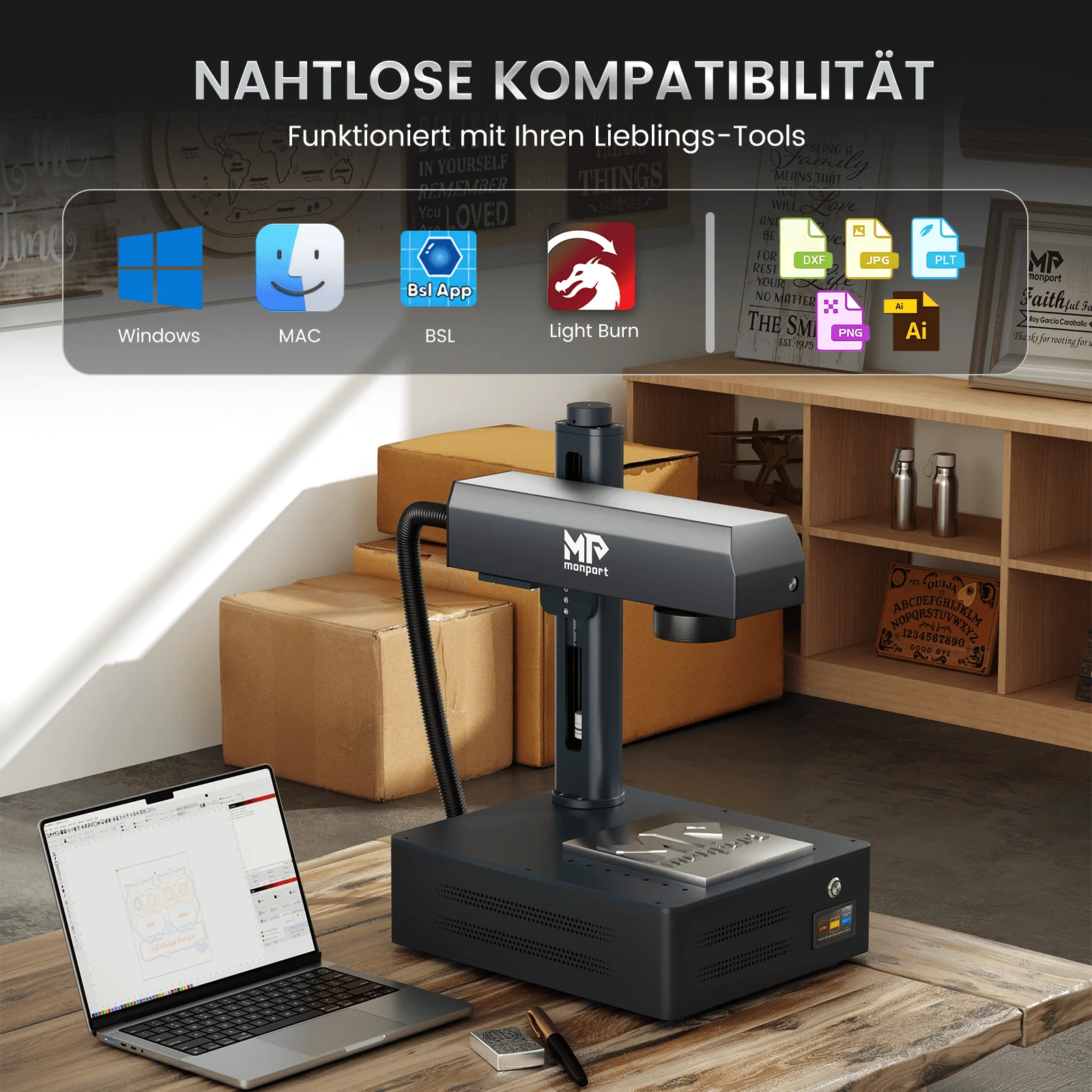 Monport GM 30W Pro Integrierte Faserlaser-Graviermaschine & Markiermaschine mit Autofokus - Maschine - Image 12