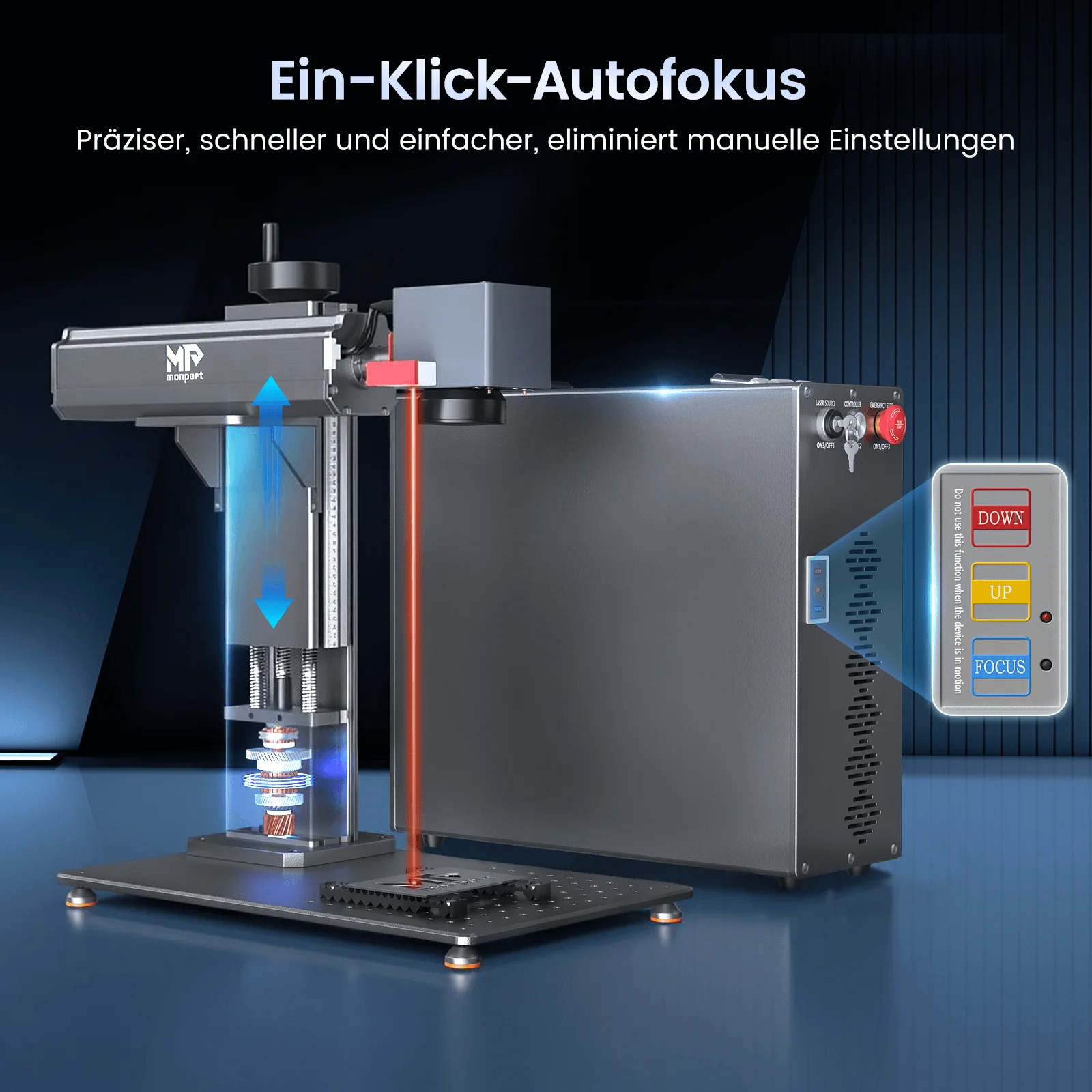 Monport GT 200W Split MOPA & Autofokus-Faserlaser-Gravierer & Farbemarkierungsmaschine - Image 4